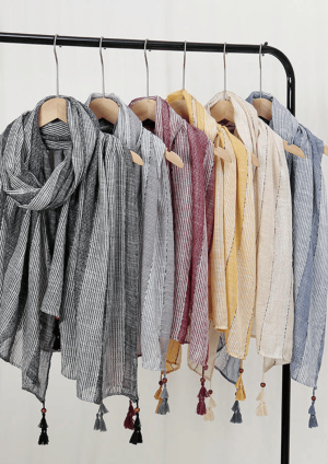 Striped Pattern Cotton Shawl