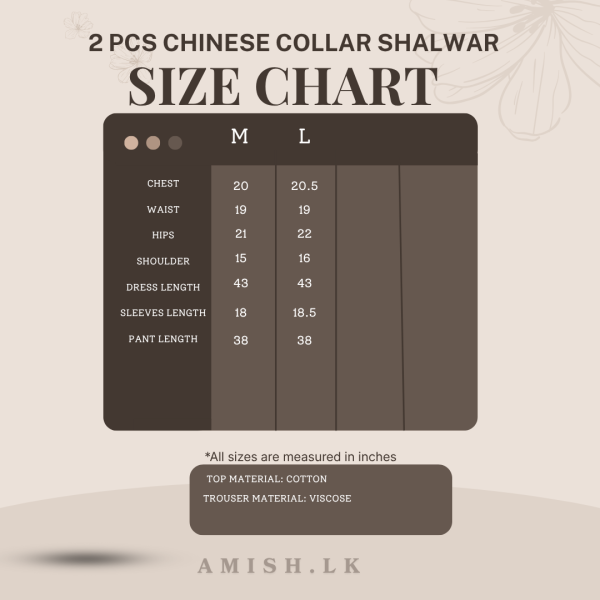 Copy of Brown and Beige Minimalist Size Chart Instagram Post (3) Cotton 2 PCS Ready Made Shalwar