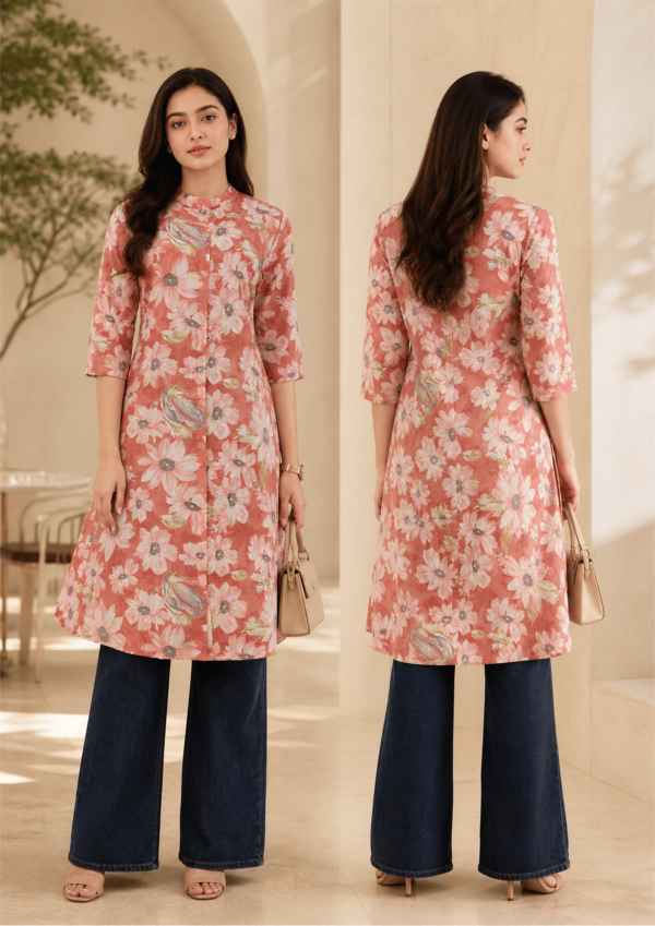 1 Piece Frock Style Floral pink  Top