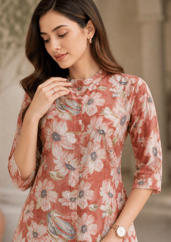 1 Piece Frock Style Floral pink  Top