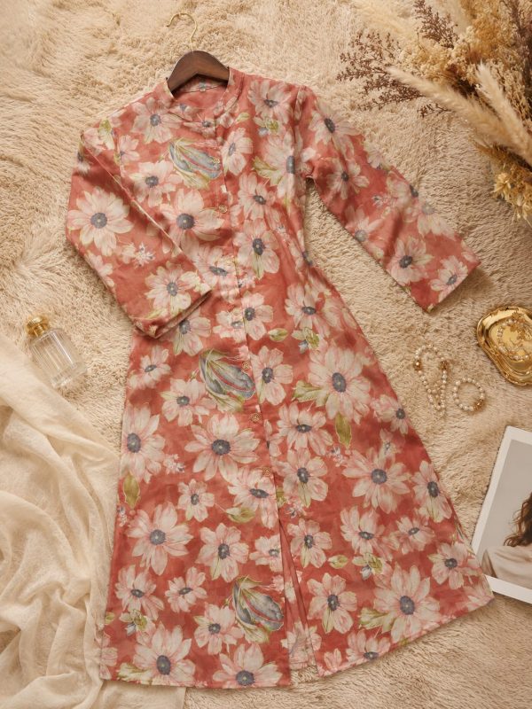 1 Piece Frock Style Floral pink  Top